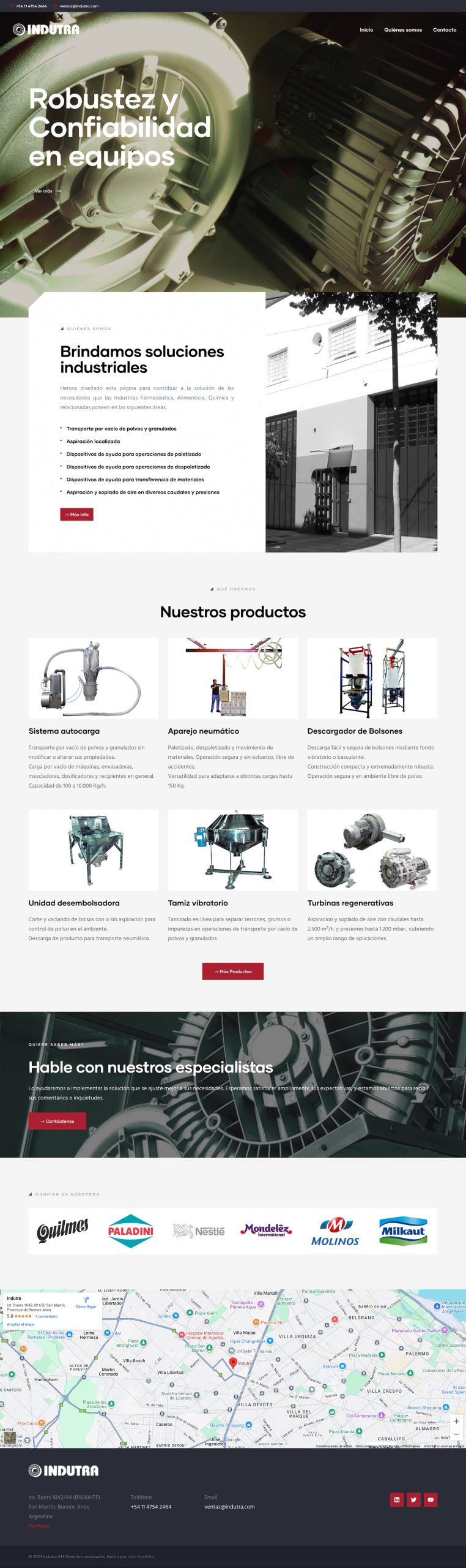 Indutra — sitio web industrial desarrollado por MinderLab
