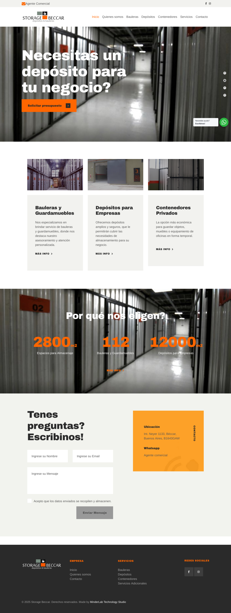 Storage Beccar — sitio web desarrollado por MinderLab