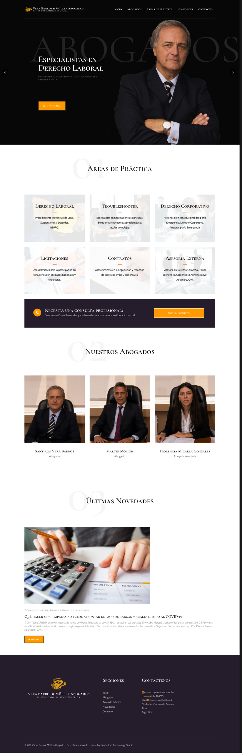 Vera Barros & Möller — sitio web desarrollado por MinderLab